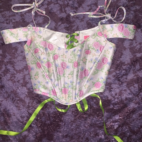 Dolls Kill Sugar Thrillz Blooming Polaroid Fever Corset Top - Picture 1 of 5